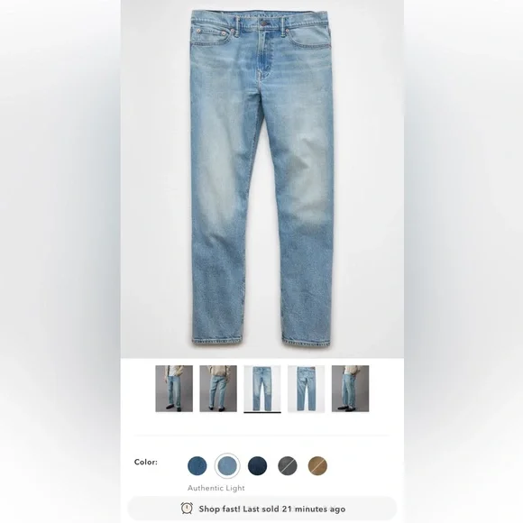 American Eagle AE Easy Flex Original Straight Men’s 32x30  Jeans NWT - Picture 3 of 8